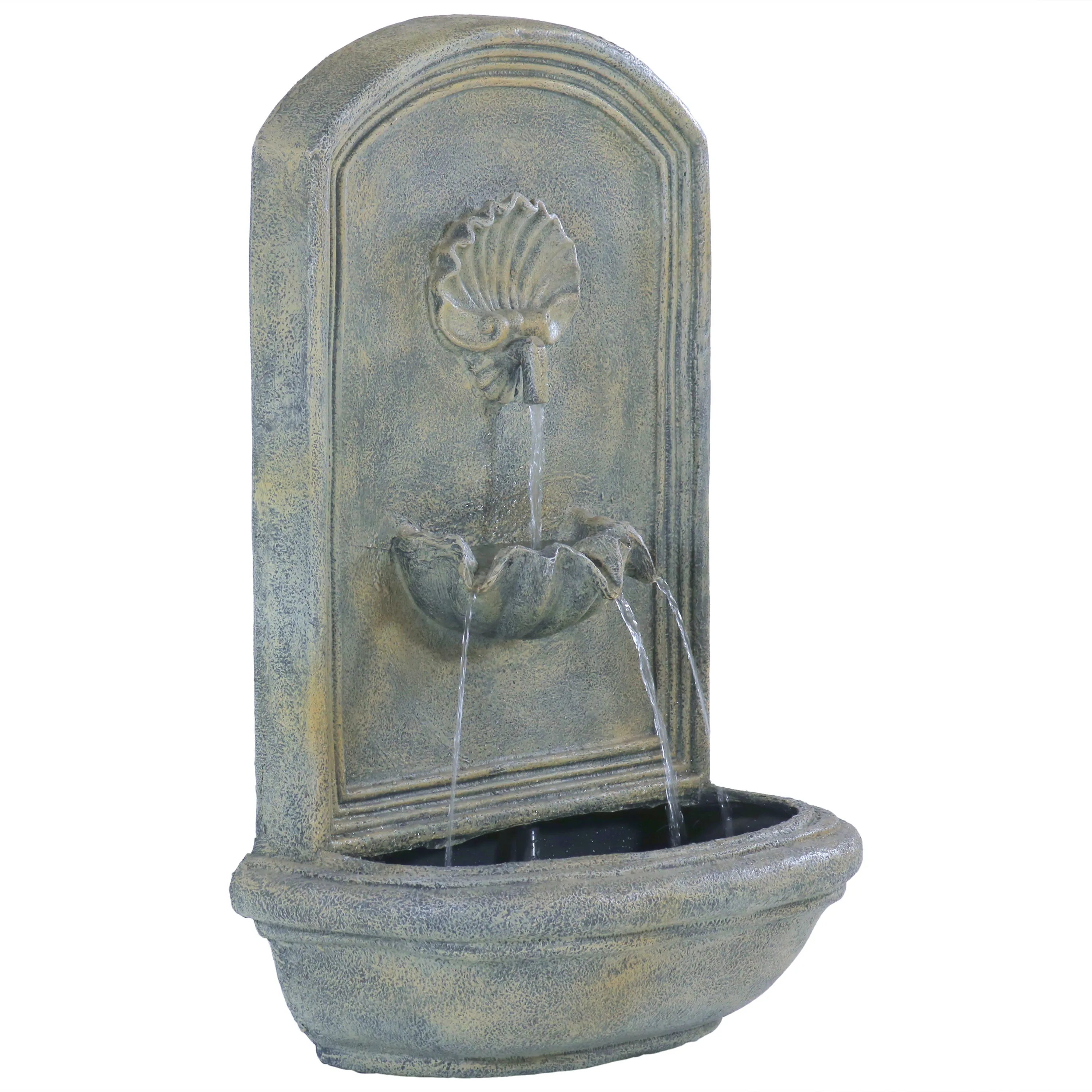 Sunnydaze Seaside Outdoor Wall Fountain with Electric Pump - 27" H