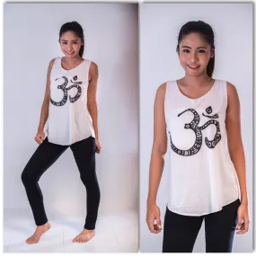 Super Soft Cotton Women's Tank Om White