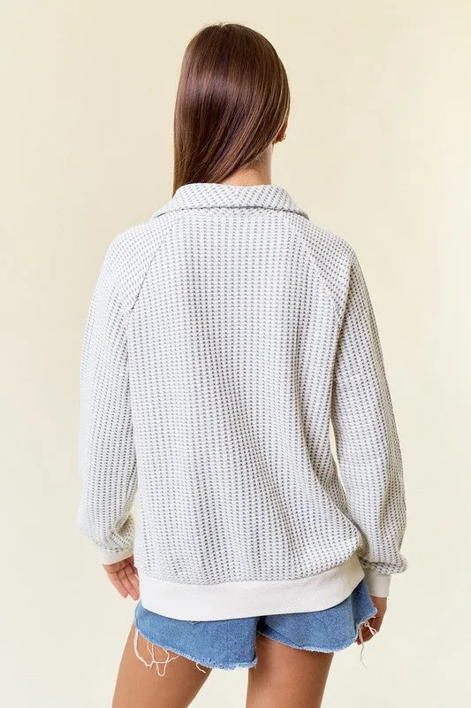 Talia Two Tone Collared Sweatshirt - 2 Colors!