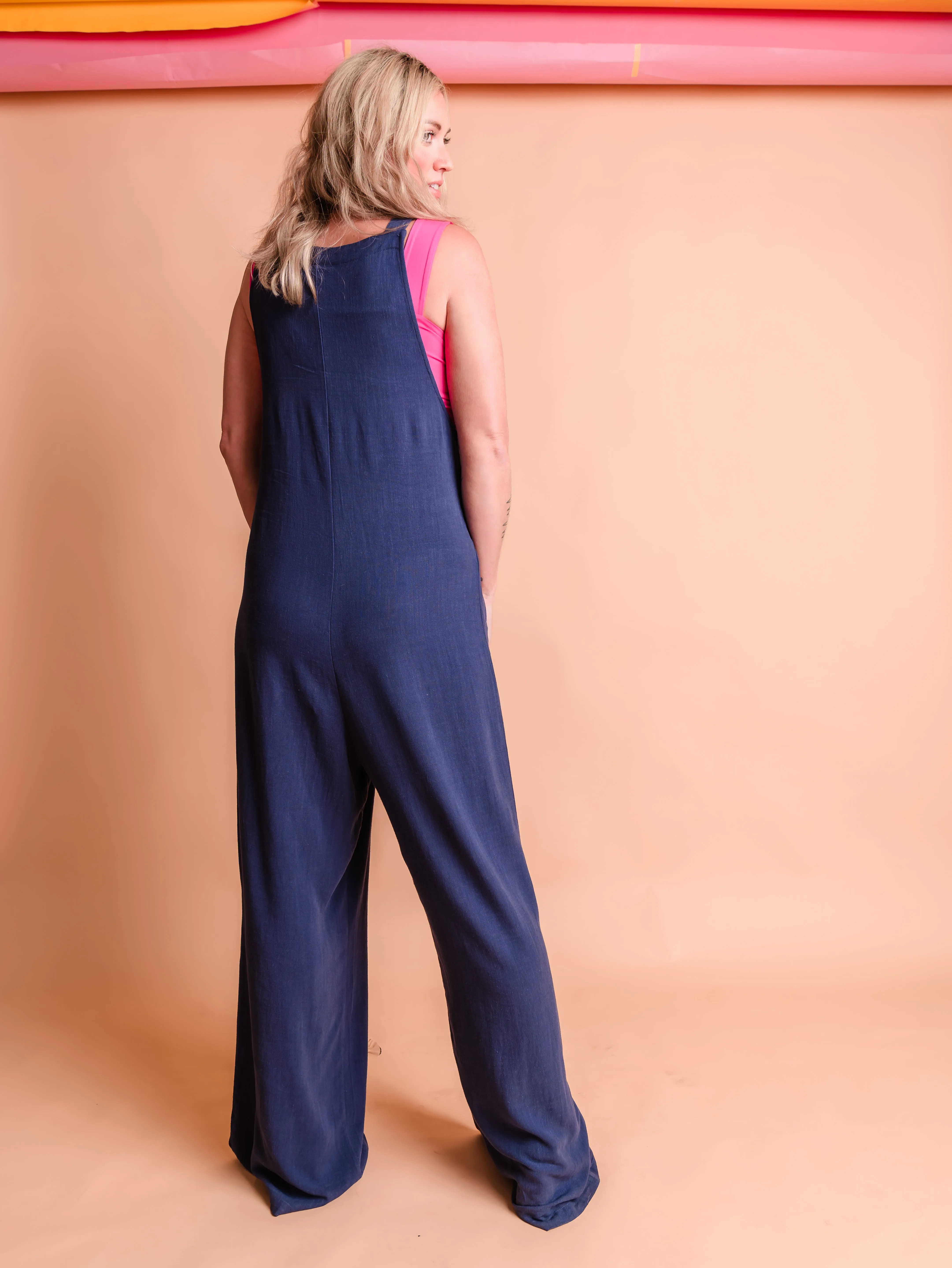 Tall Kami Overall Jumpsuit-Navy