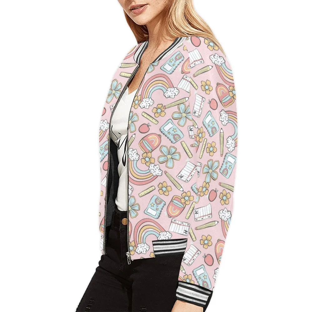 Teacher Pink Bomber Jacket for Women