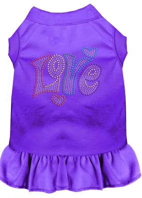 Technicolor Love Rhinestone Pet Dress Purple Lg (14)