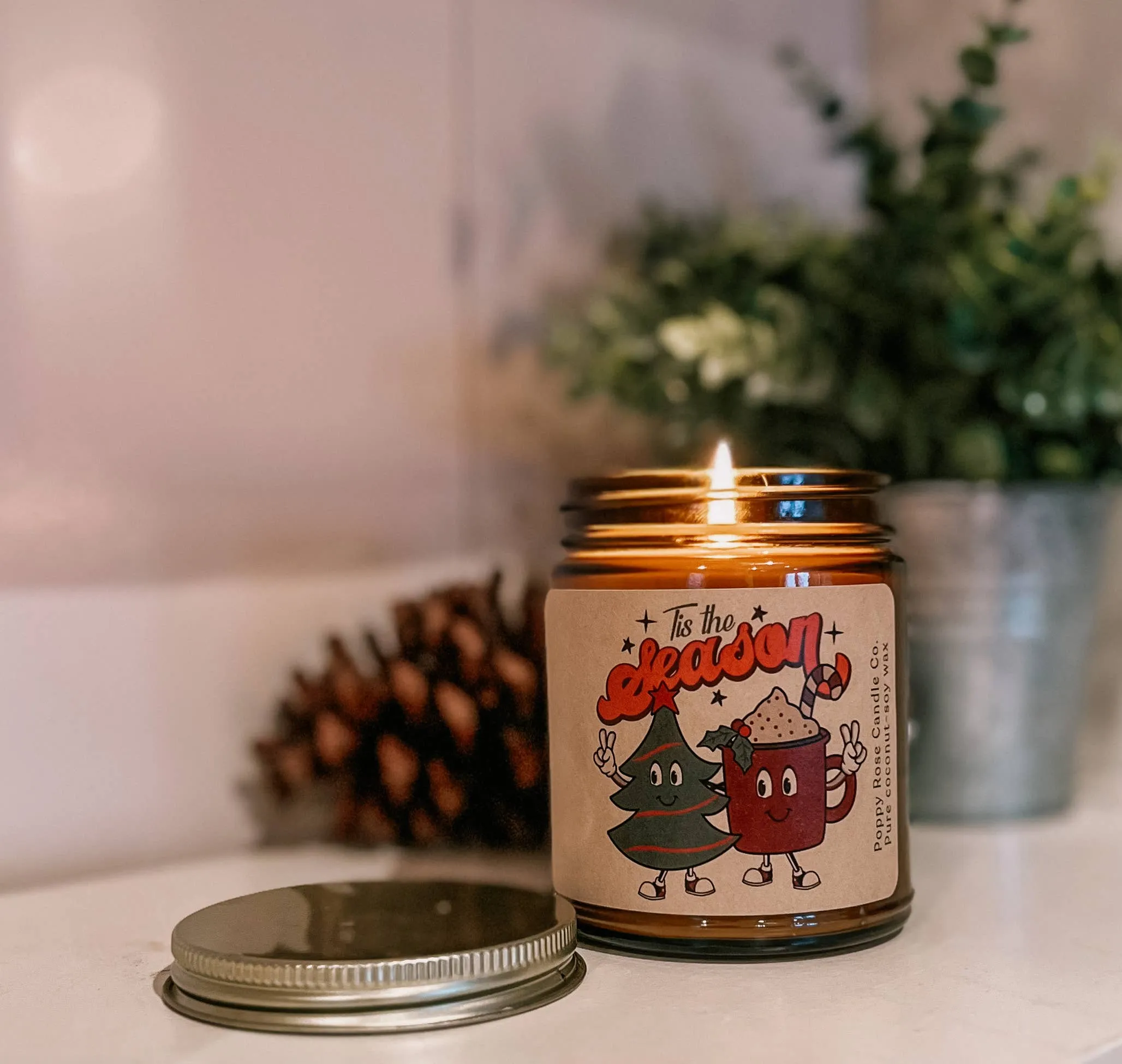 Tis The Season - Christmas holiday winter candle