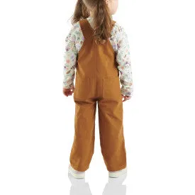 Toddler Girls Long Sleeve Body Suit Canvas Overall Set - Carhartt Brown