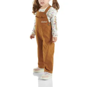 Toddler Girls Long Sleeve Body Suit Canvas Overall Set - Carhartt Brown