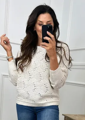 Tola Beige Eyelet Knit Jumper