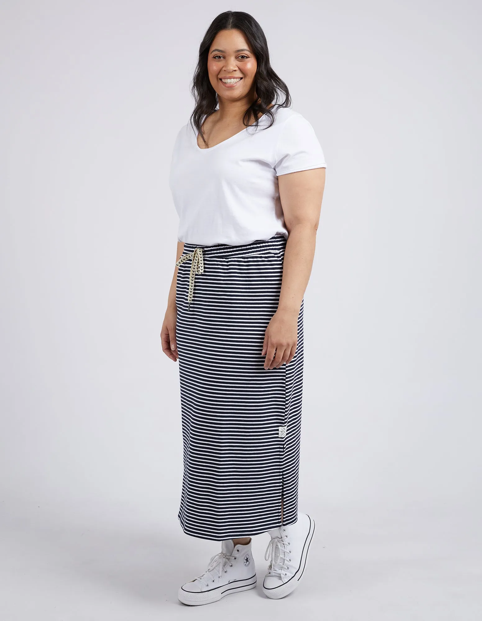 Travel Skirt Navy & White Stripe