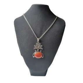 Tree of life pendant with carnelian and amethyst, gift for women, 1990.