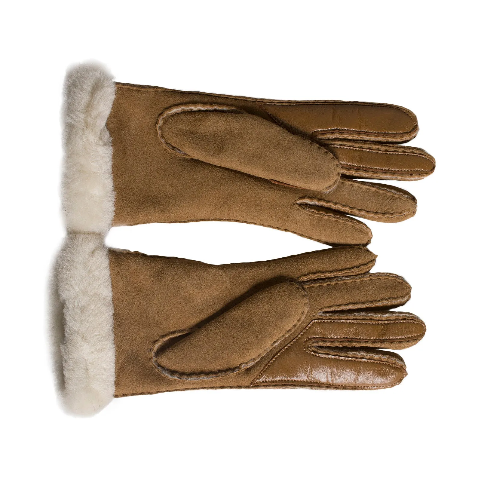 UGG Sheepskin Exposed Slim Tech Chestnut Gloves - Women's