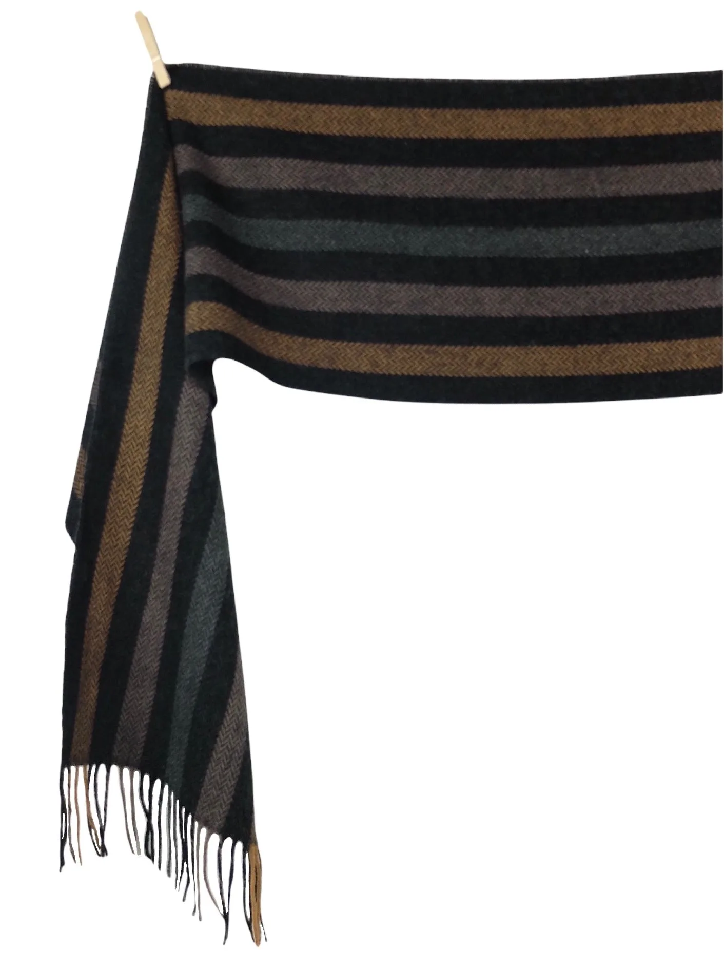 Vintage 90s Bohemian Chic Grey Chevron Striped Patterned Fringed Winter Scarf