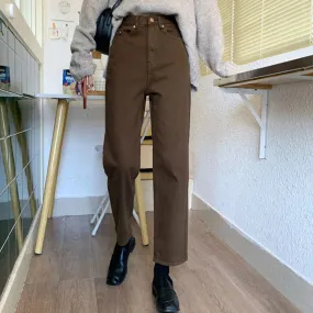 Vintage Casual Brown Jeans Pants