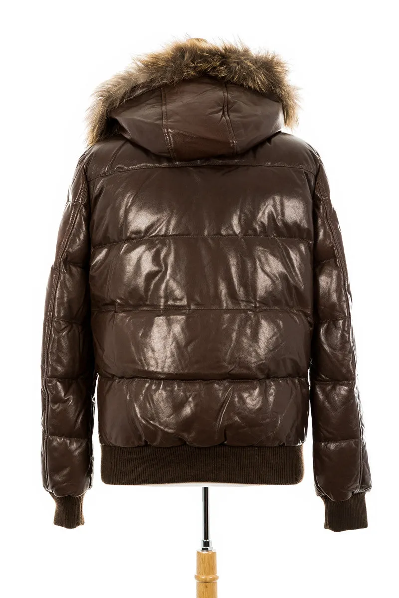 Viper Leather Bomber Jacket With Fur Trim