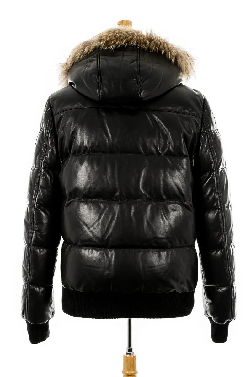 Viper Leather Bomber Jacket With Fur Trim