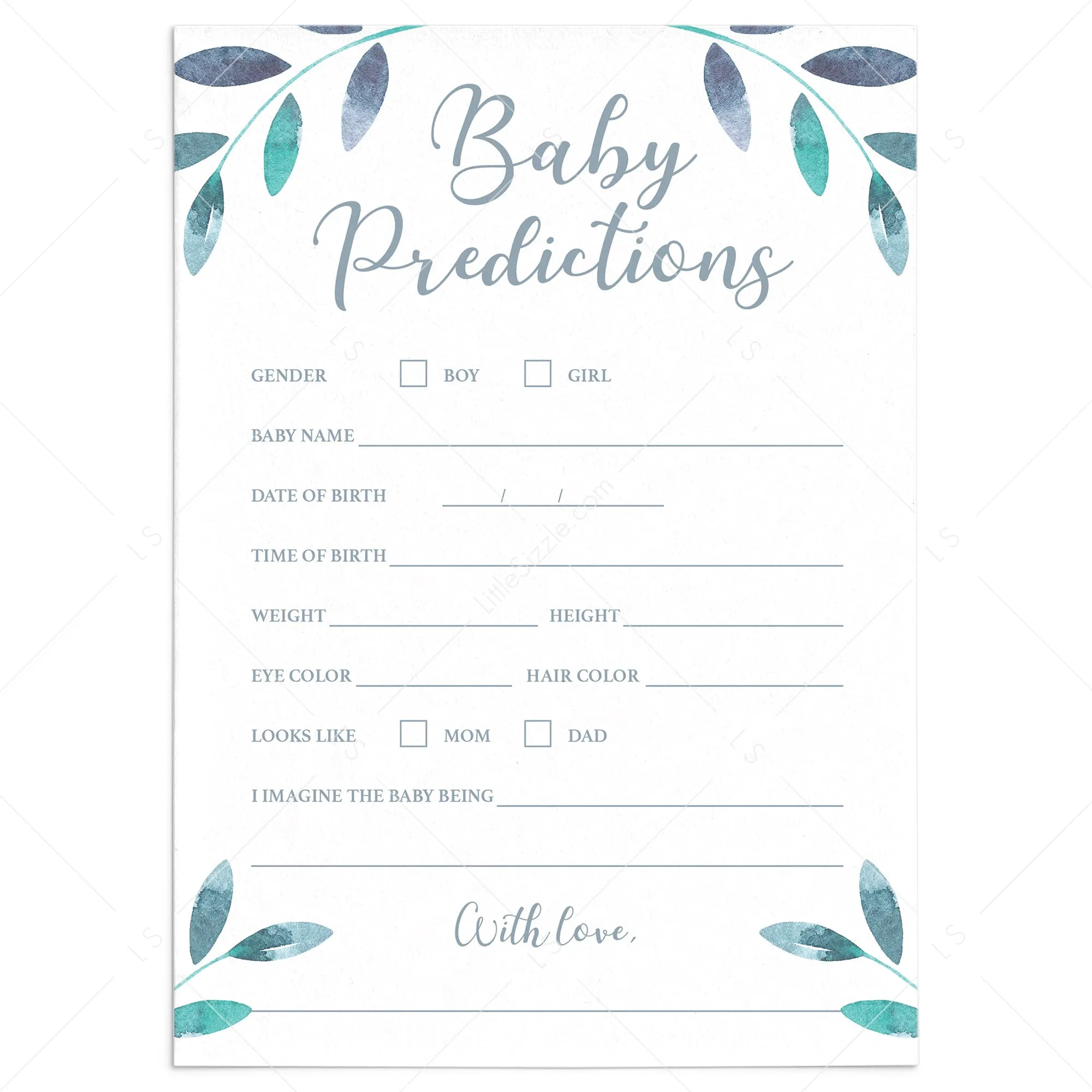 Winter Baby Predictions Baby Shower Game Printable