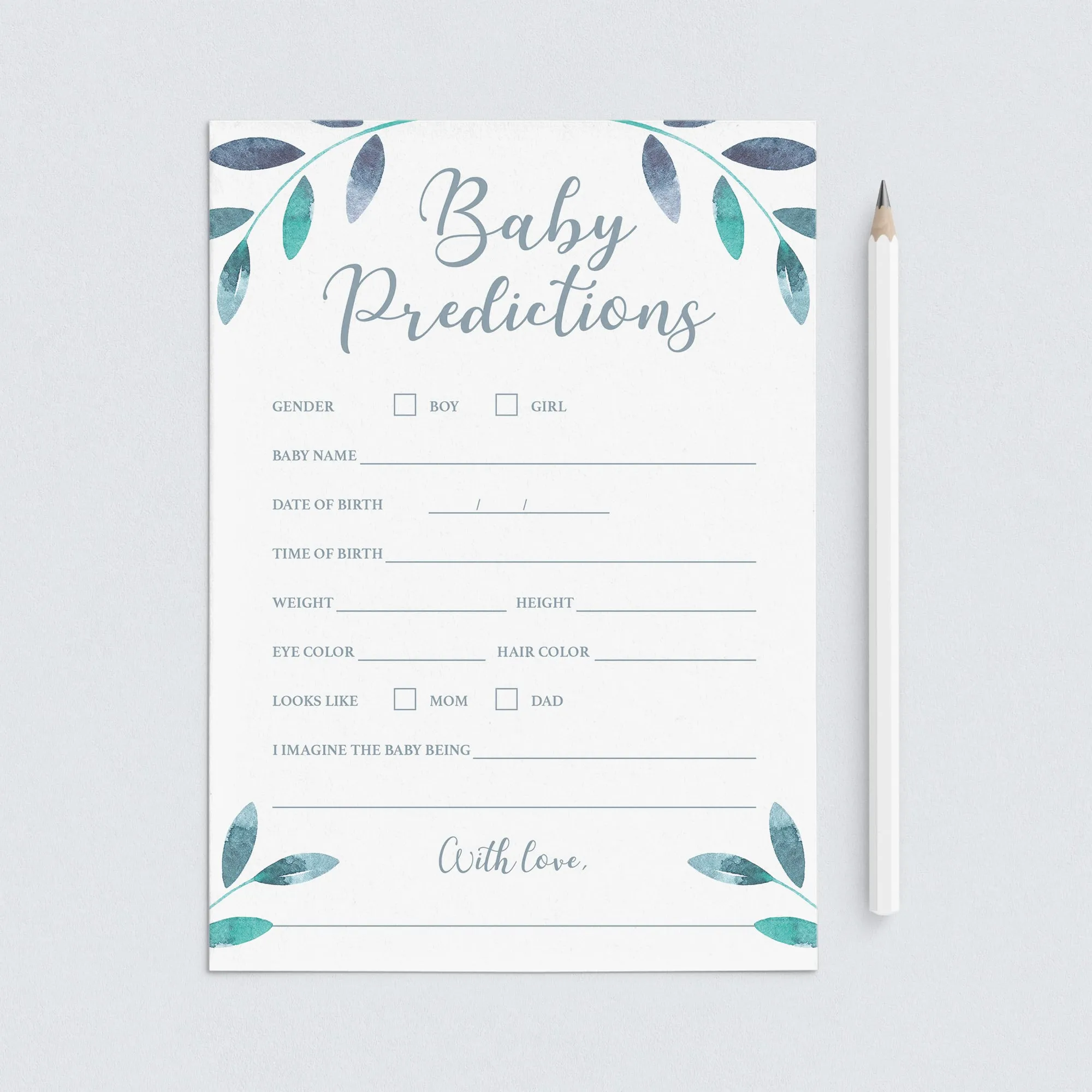 Winter Baby Predictions Baby Shower Game Printable