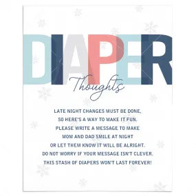 Winter Baby Shower Activity Diaper Thoughts Sign