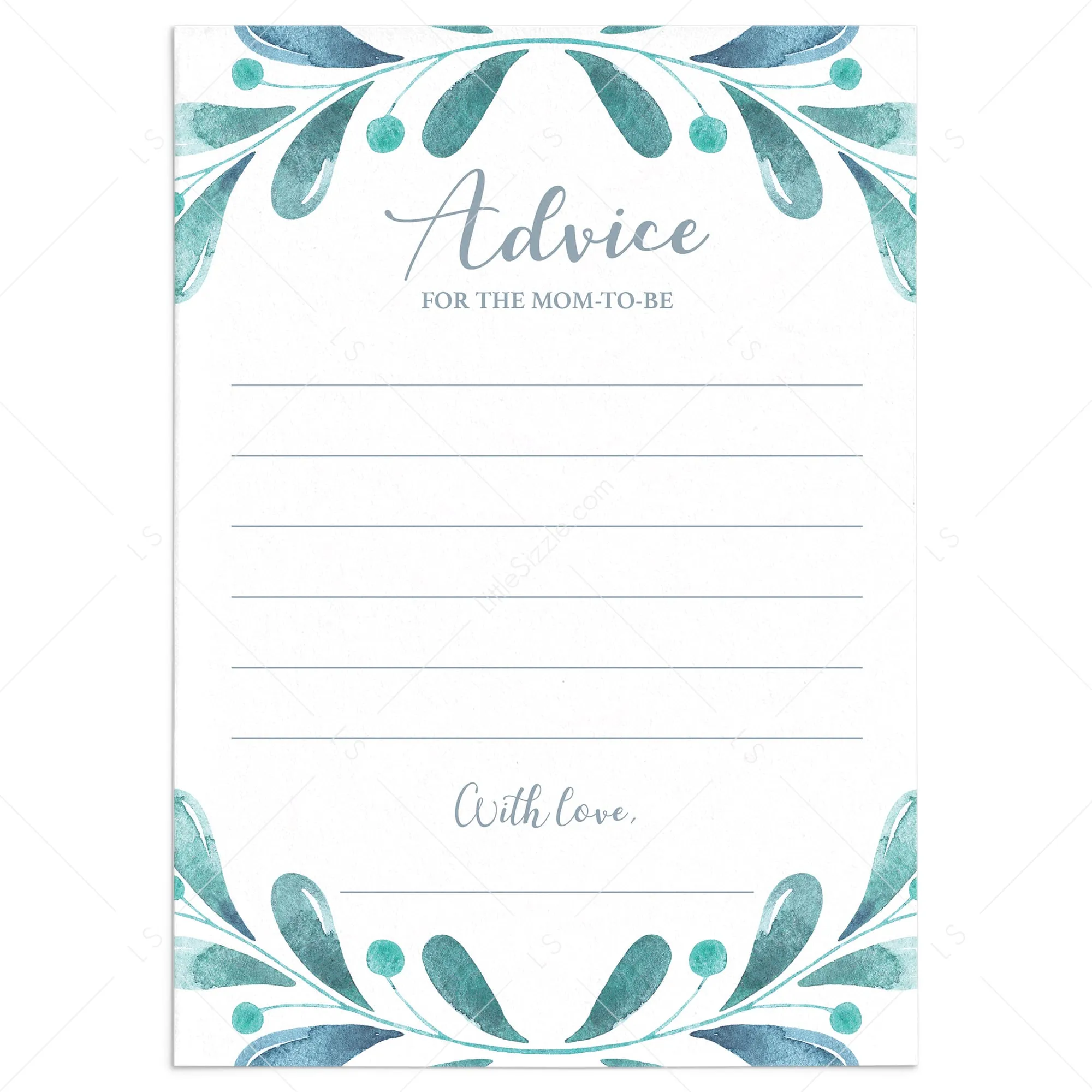 Winter Baby Shower Advice Card for New Mom Printable