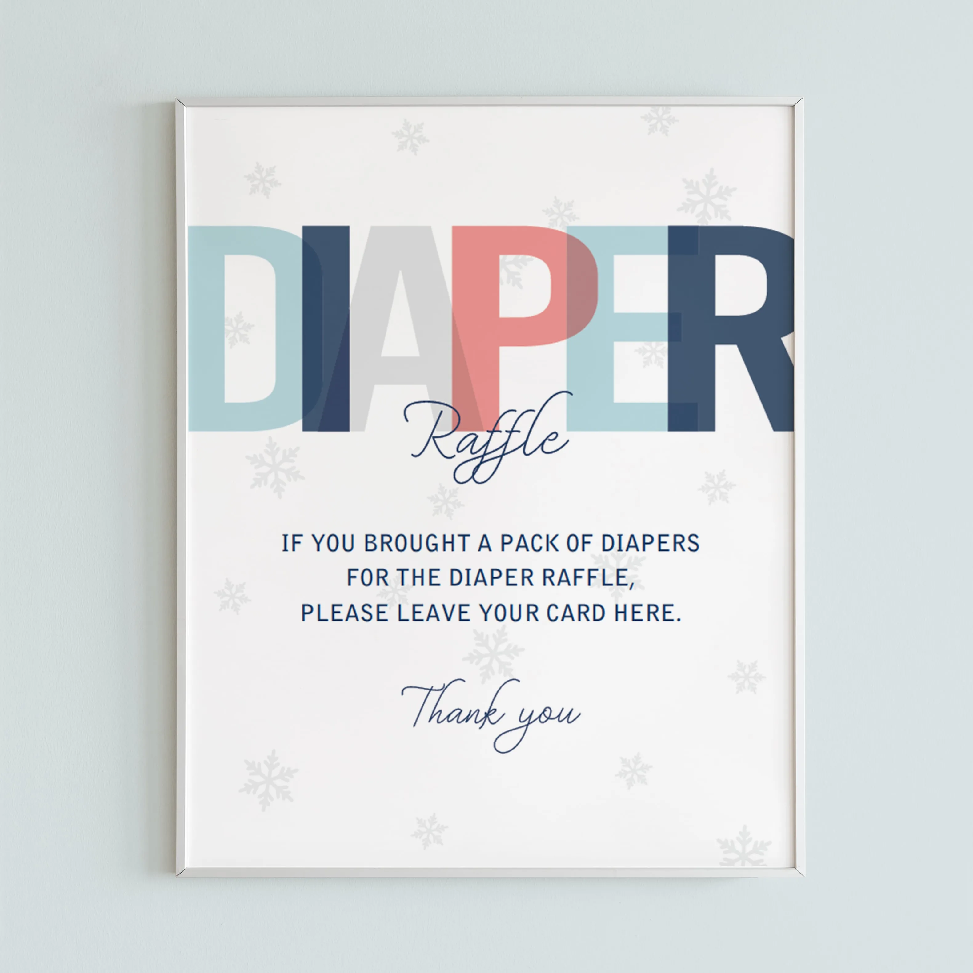 Winter Baby Shower Diaper Raffle Sign Template