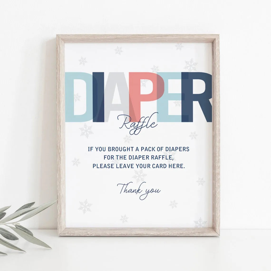 Winter Baby Shower Diaper Raffle Sign Template