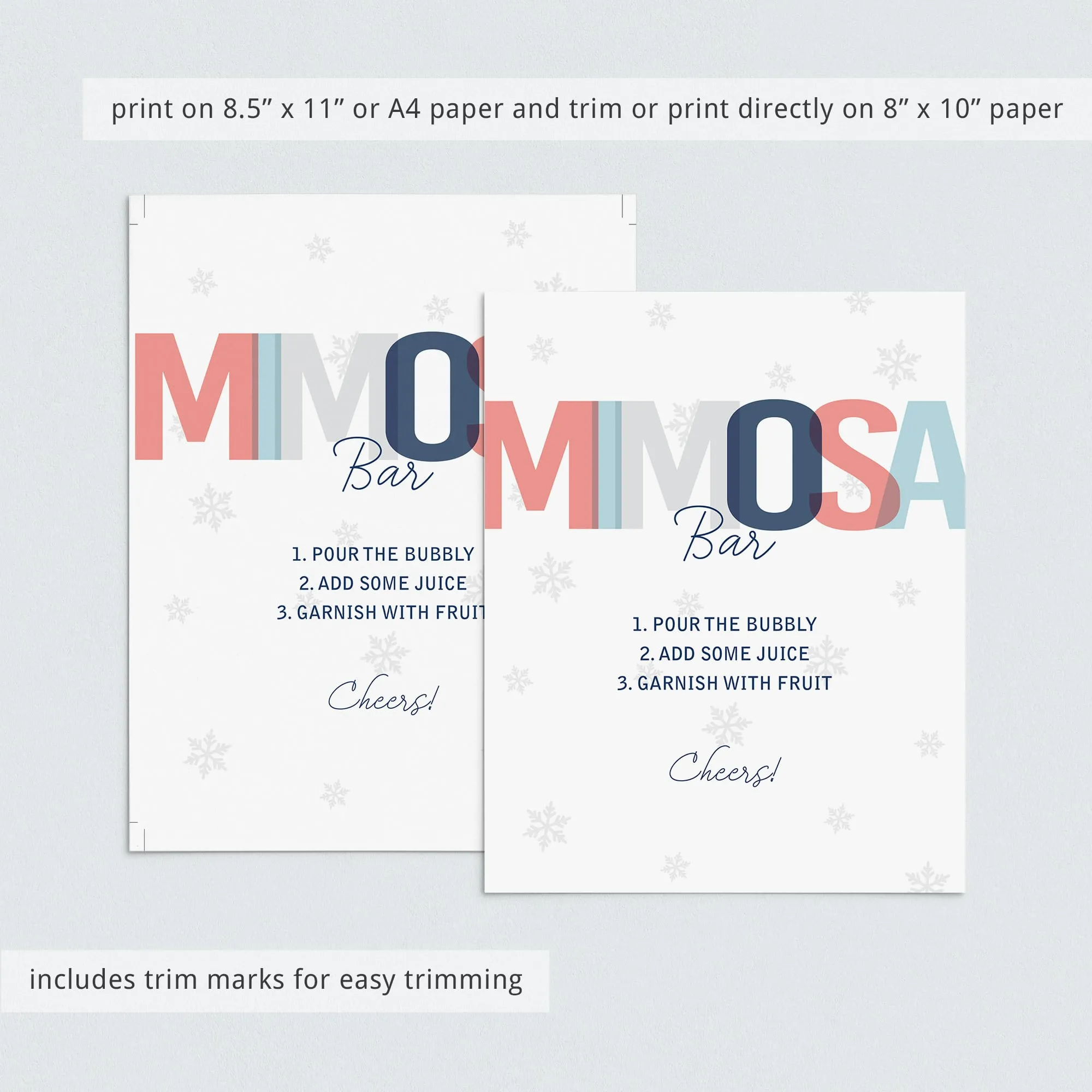 Winter Mimosa Bar Table Sign Printable