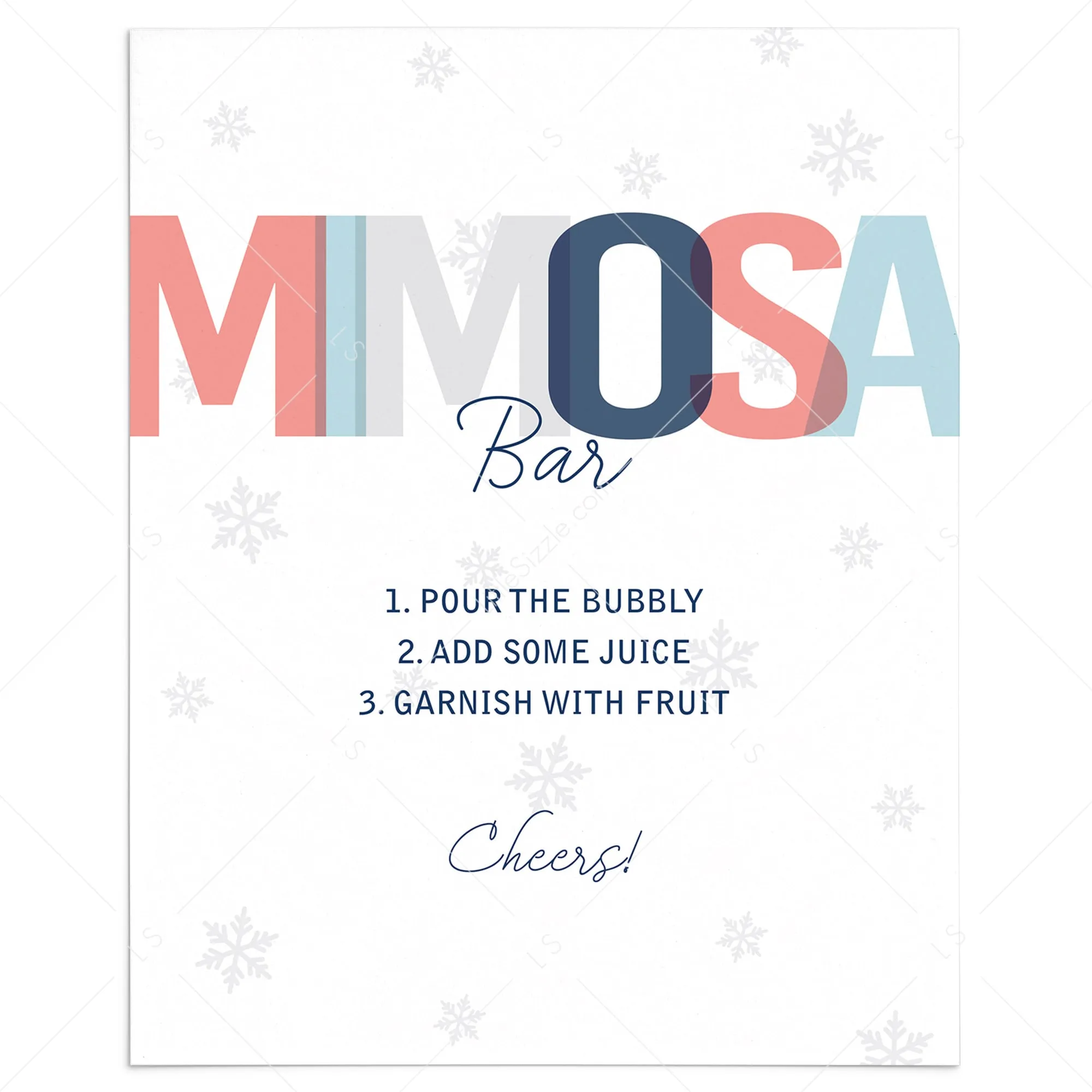 Winter Mimosa Bar Table Sign Printable