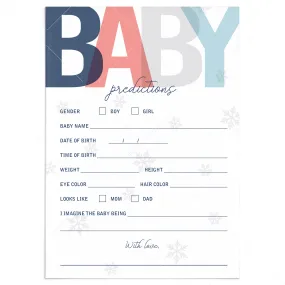 Winter Shower Activity Predictions for Baby Printable