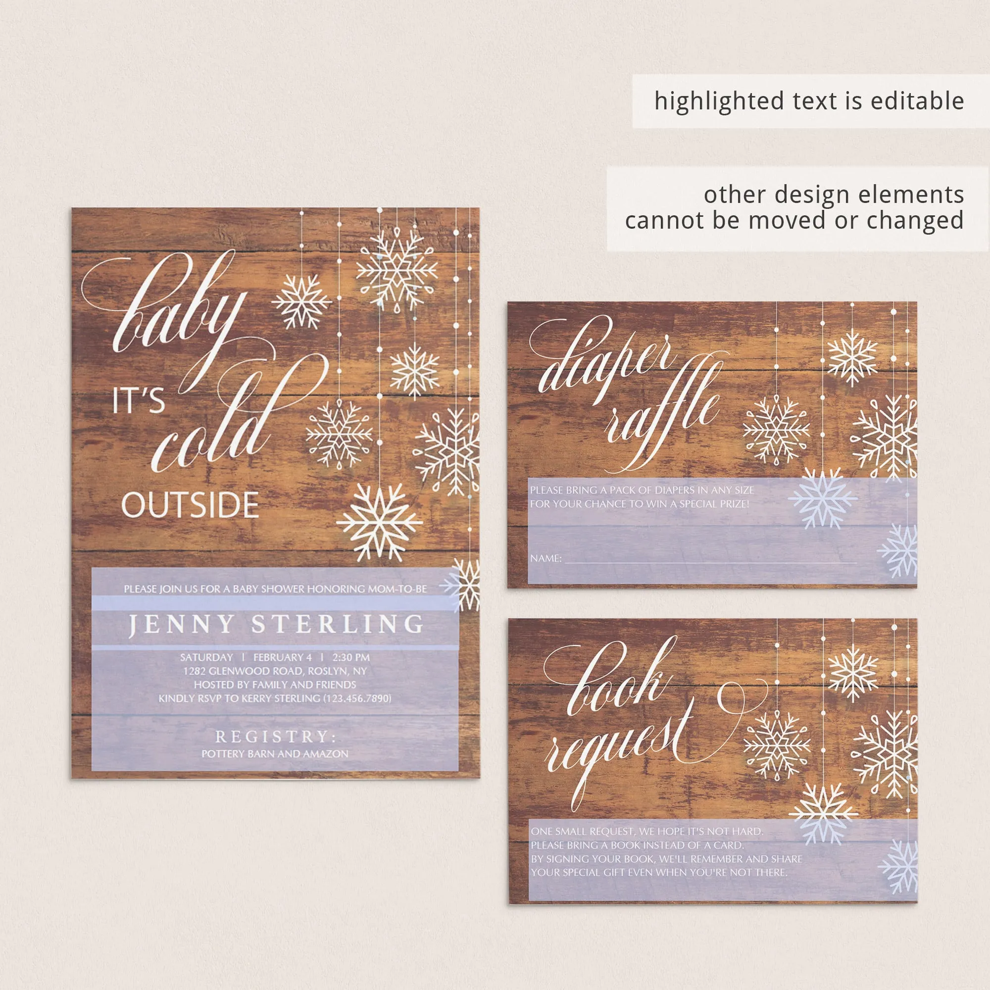 Winter Wonderland Baby Shower Invitation Suite Templates