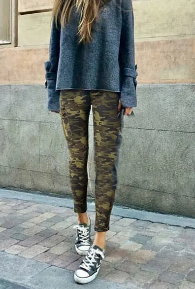 Women's Autumn/Winter High Waist Camouflage Army Pants