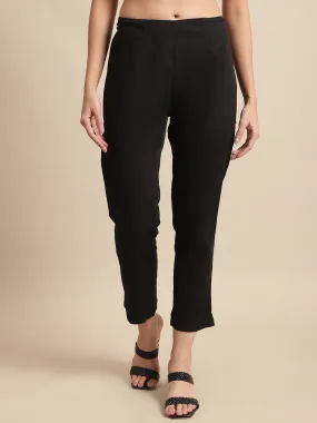 Women's Black Flat Front Mid rise Pants