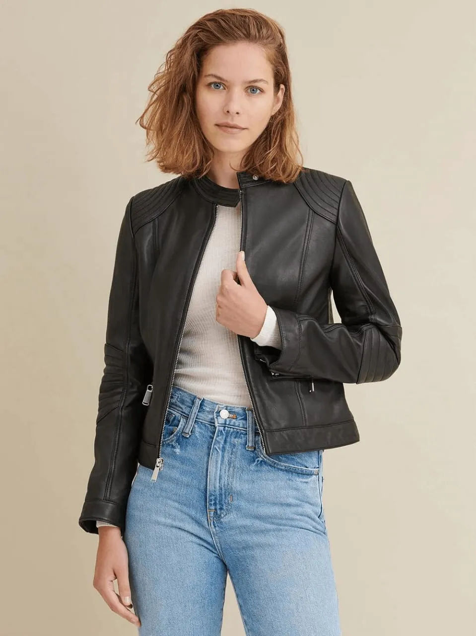 Women’s Black Genuine Leather Biker Jacket