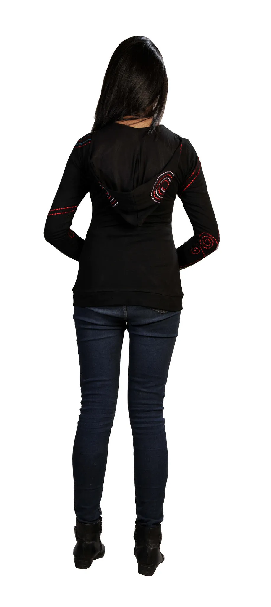 womens-black-long-sleeve-sinker-jacket-with-dotted-spiral-embroidery