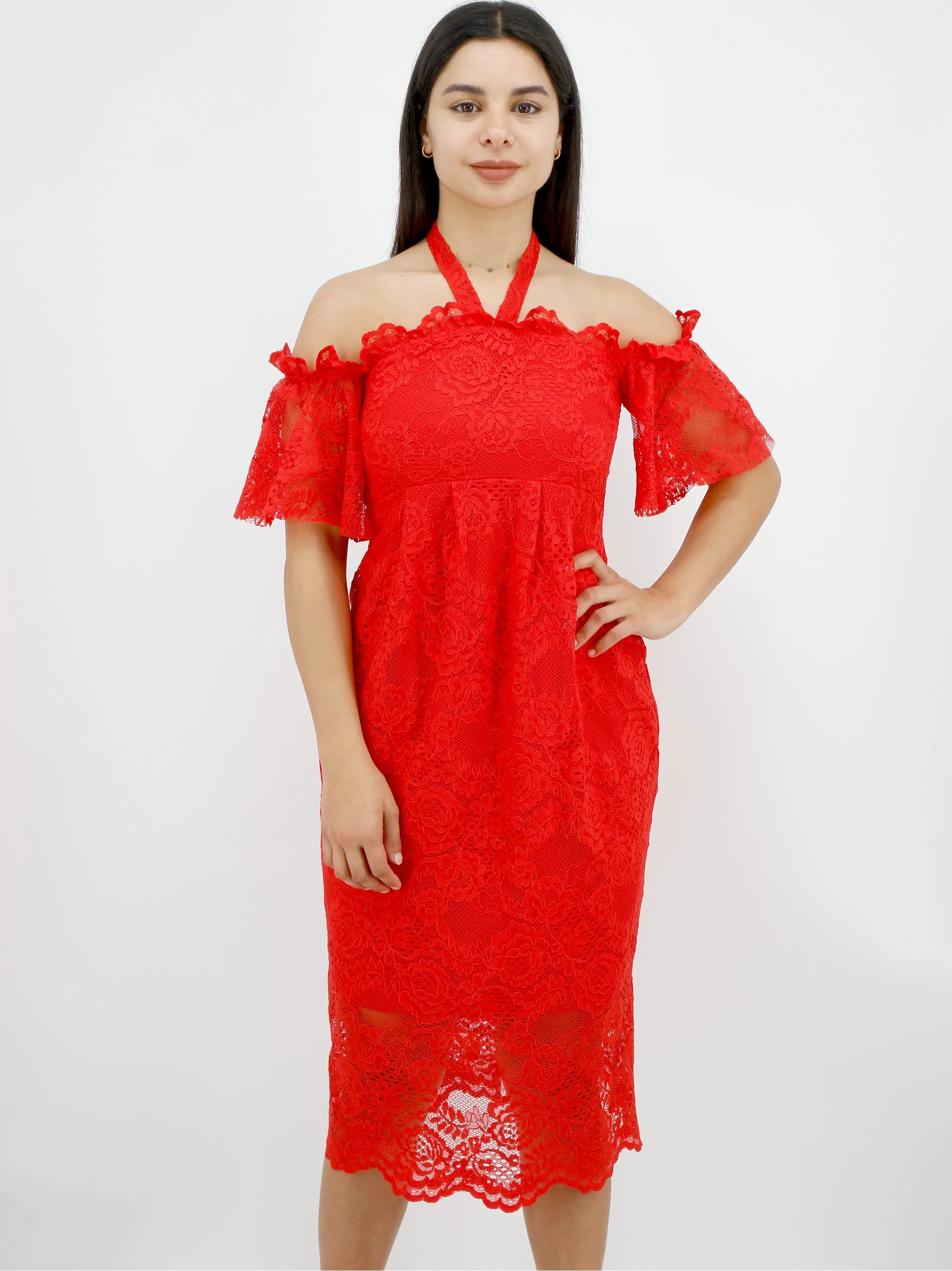 Women's Lace Dress,Red