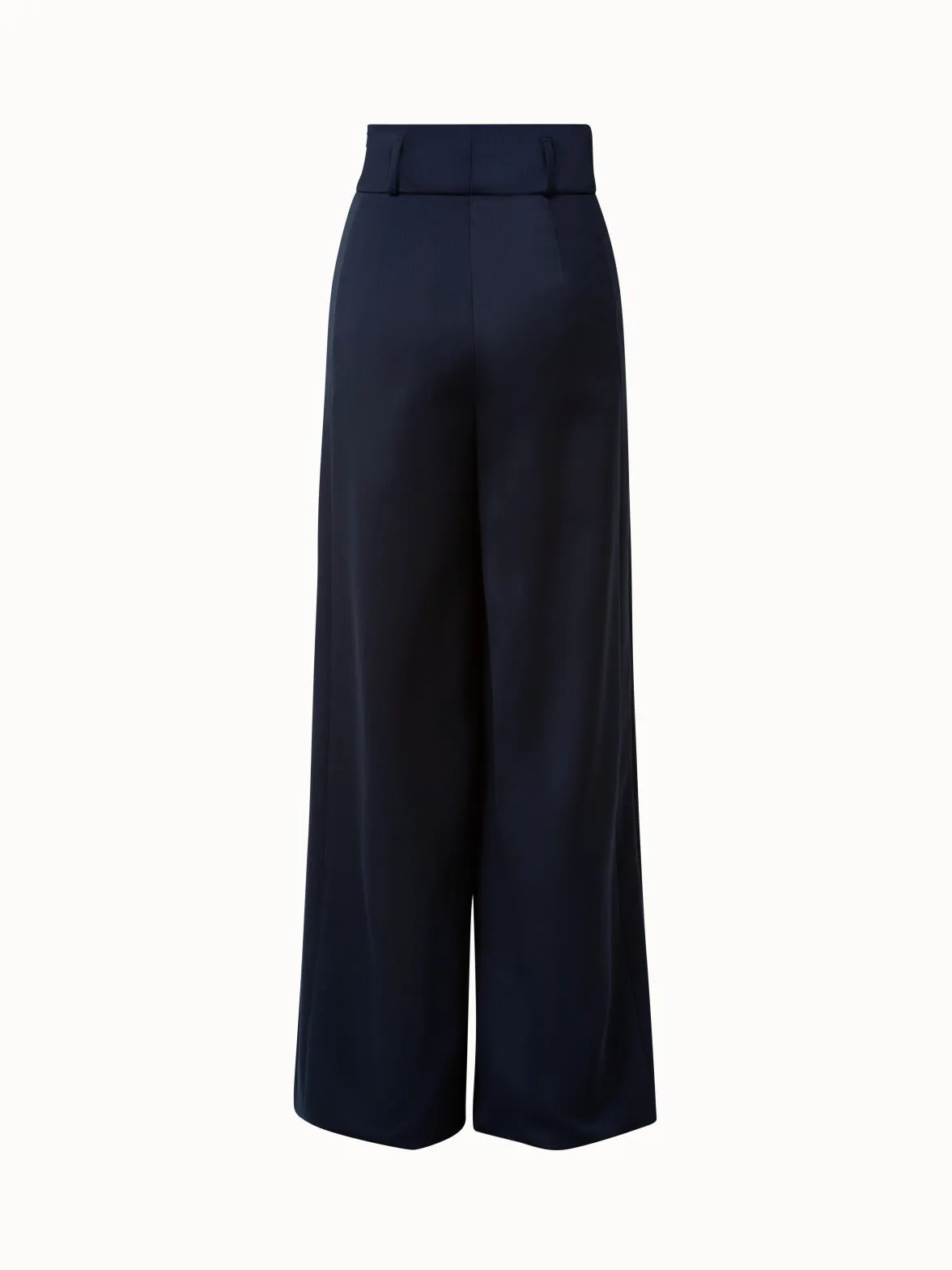 Wool Gabardine High Waist Wide Leg Pants