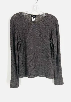 Worth Size S Gray Textured Knit Designer Top-Long Sleeve