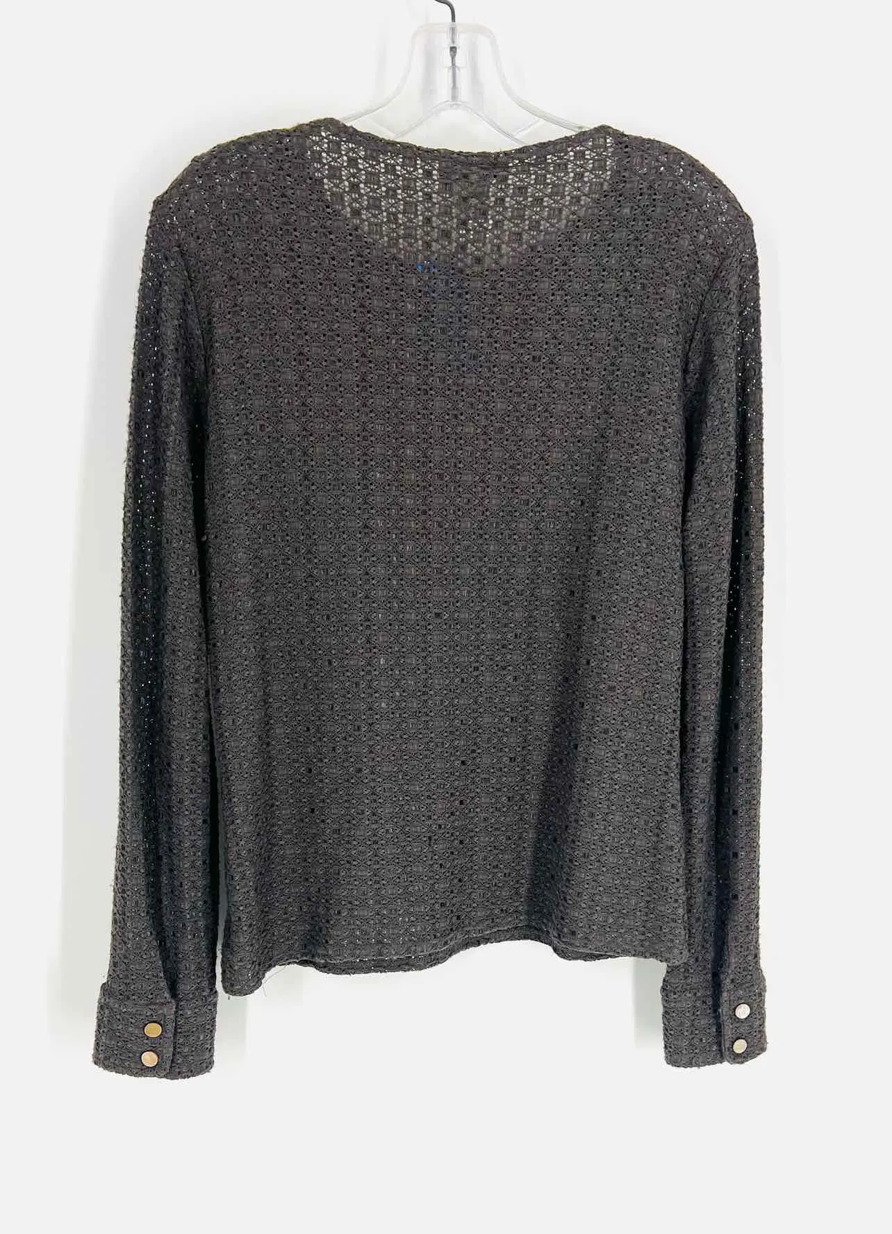 Worth Size S Gray Textured Knit Designer Top-Long Sleeve