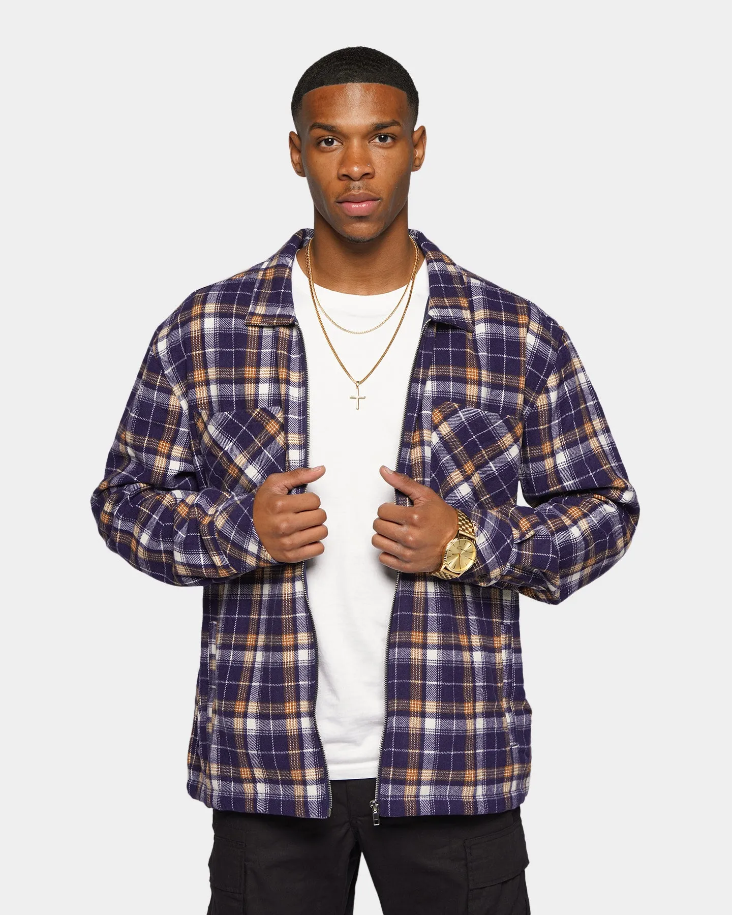 XXIII Soren Plaid Bomber Jacket Blue