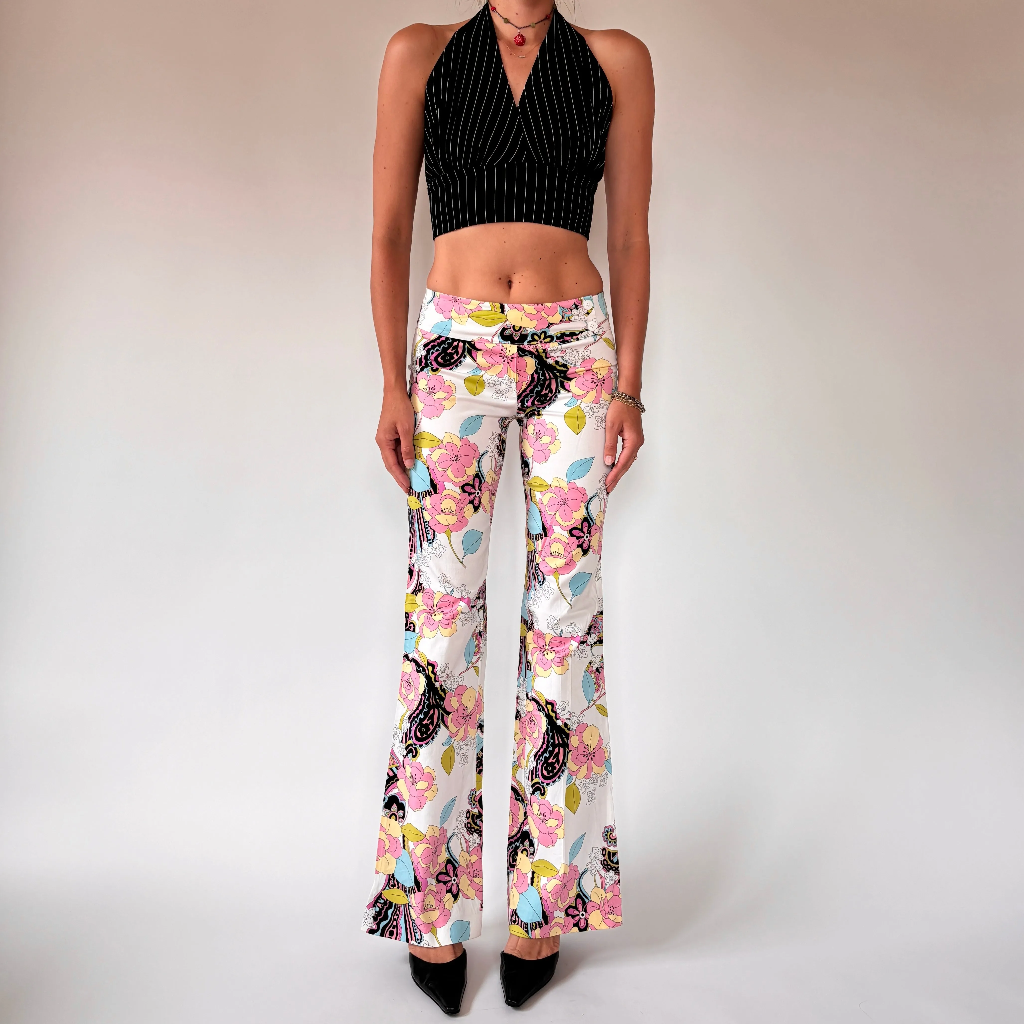 Y2K Floral Print Flares (XS)