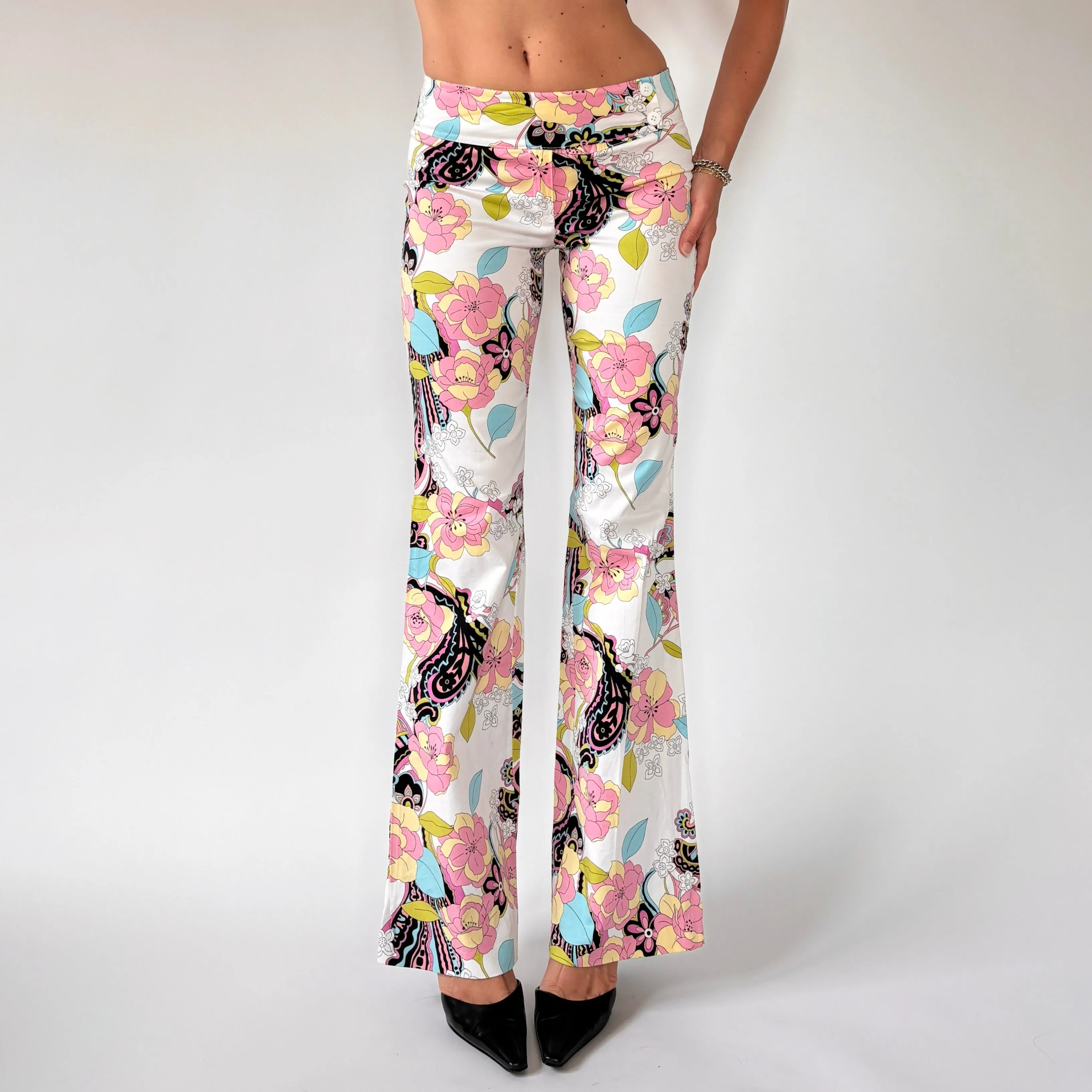 Y2K Floral Print Flares (XS)