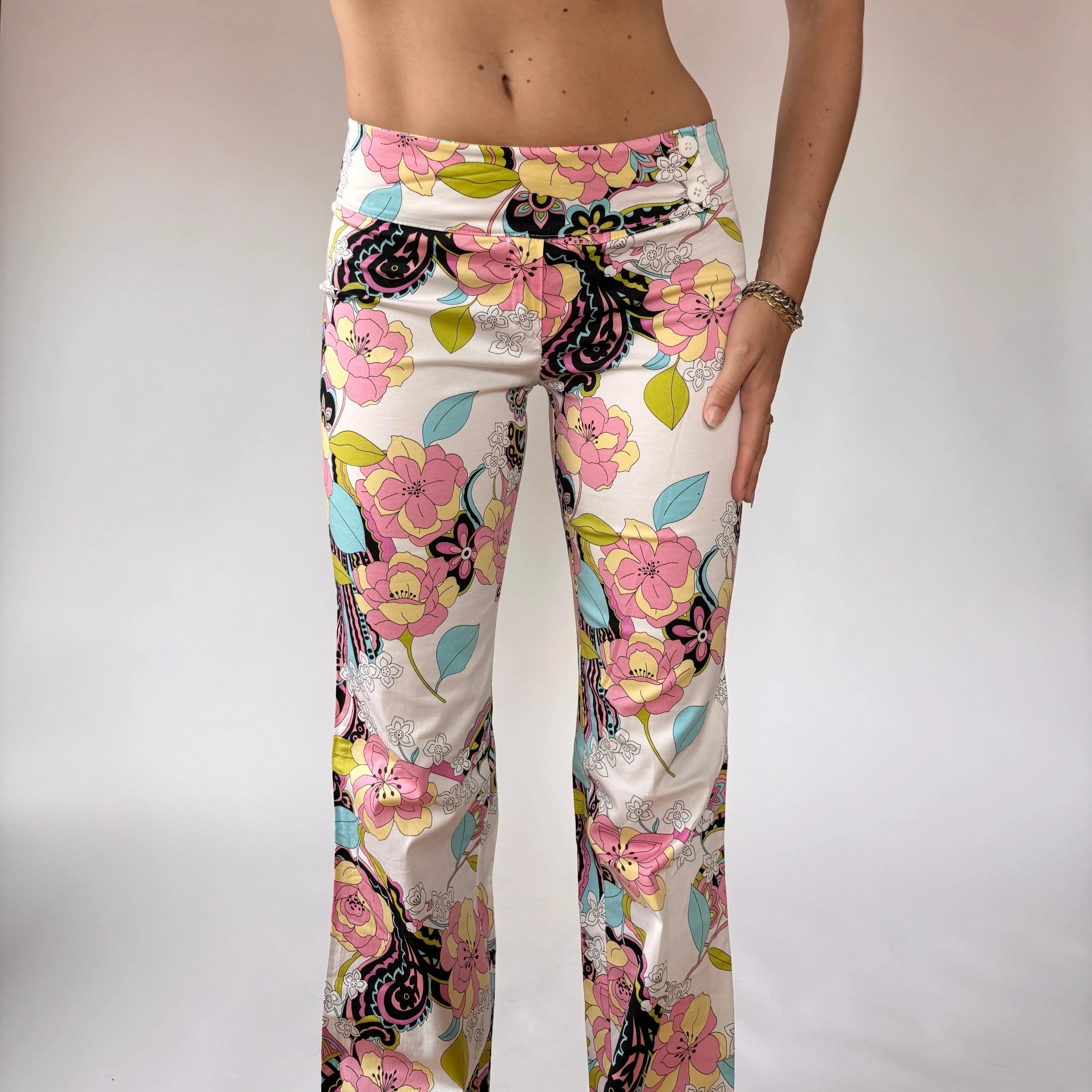 Y2K Floral Print Flares (XS)