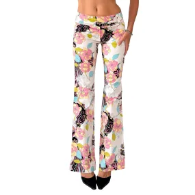 Y2K Floral Print Flares (XS)