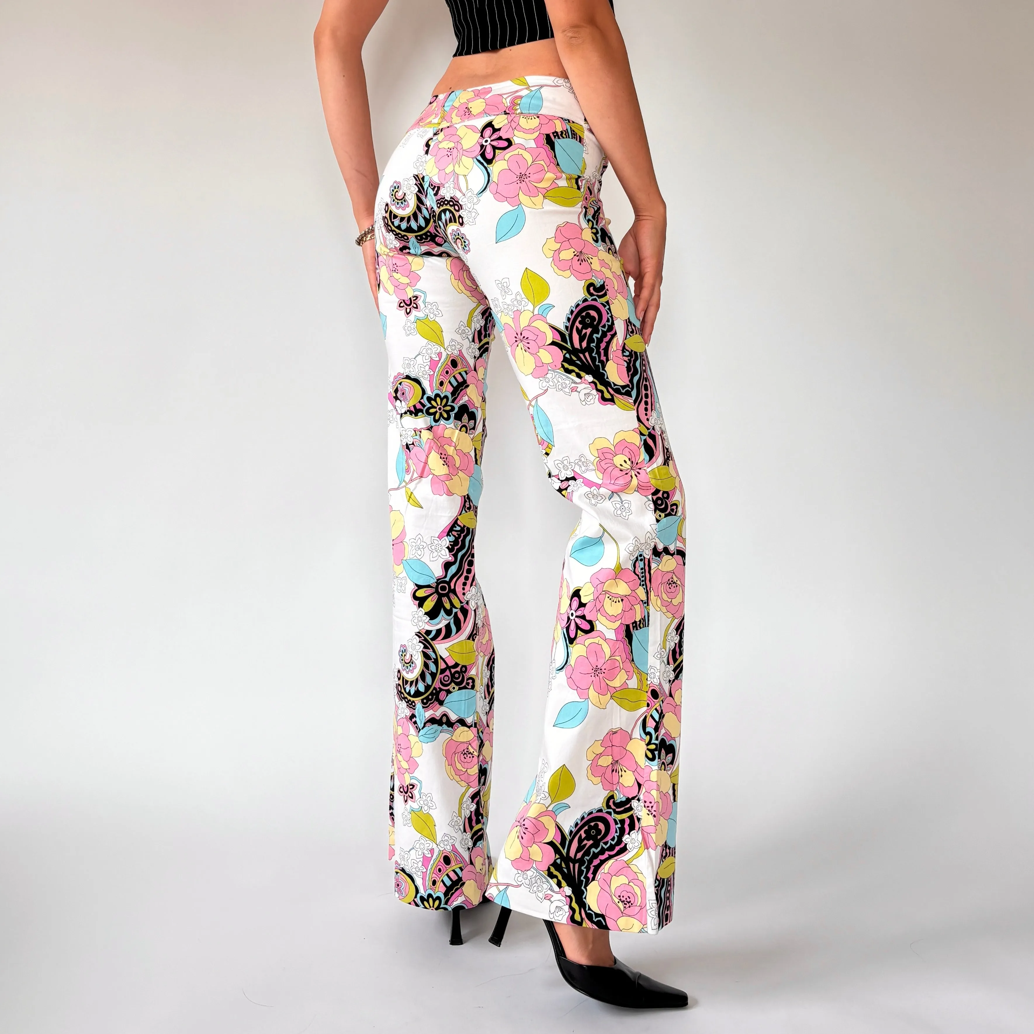 Y2K Floral Print Flares (XS)