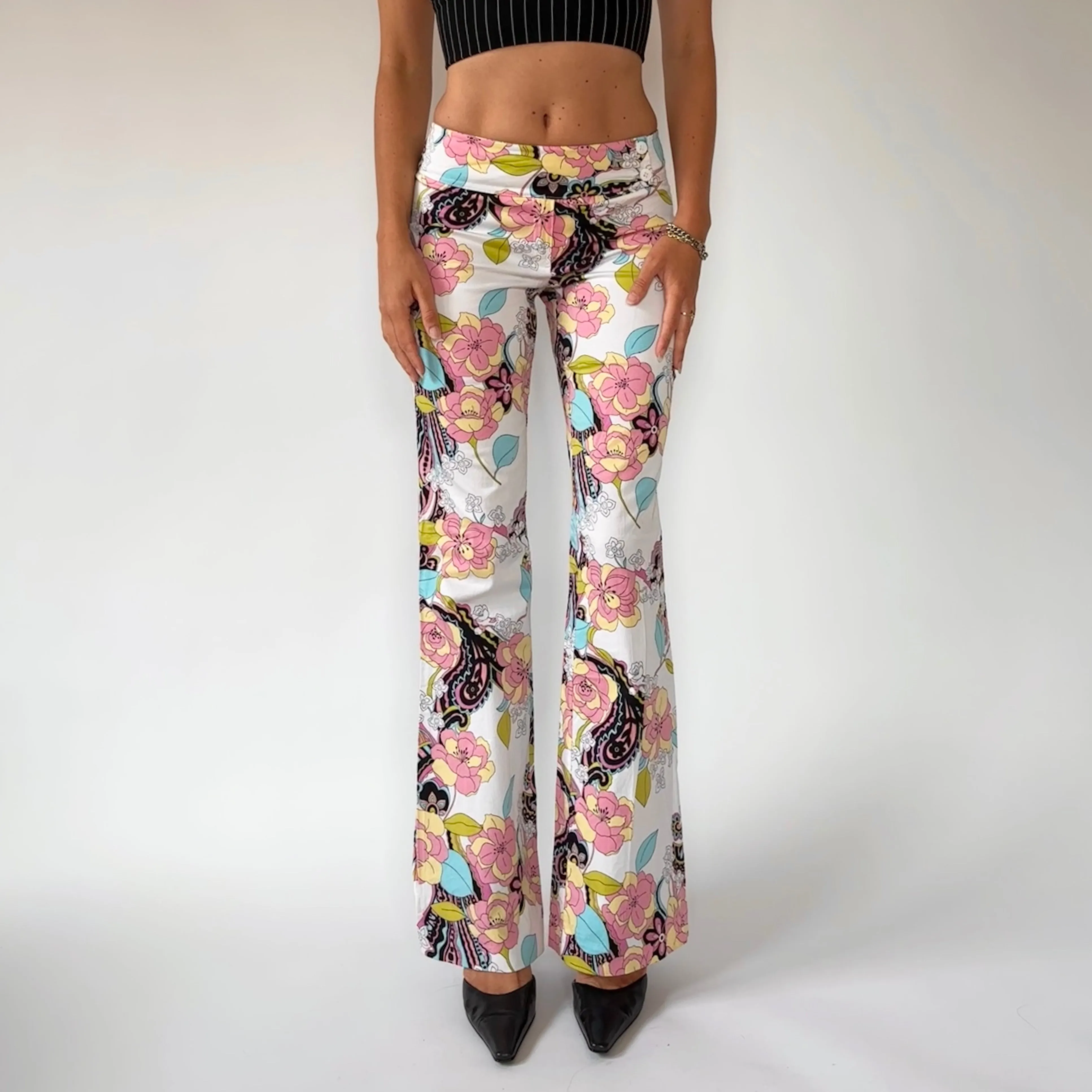 Y2K Floral Print Flares (XS)