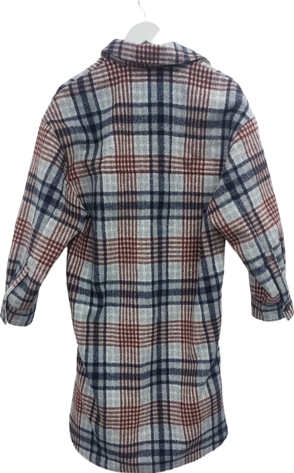 ZARA Brown Longline Checked Shirt Dress UK XS