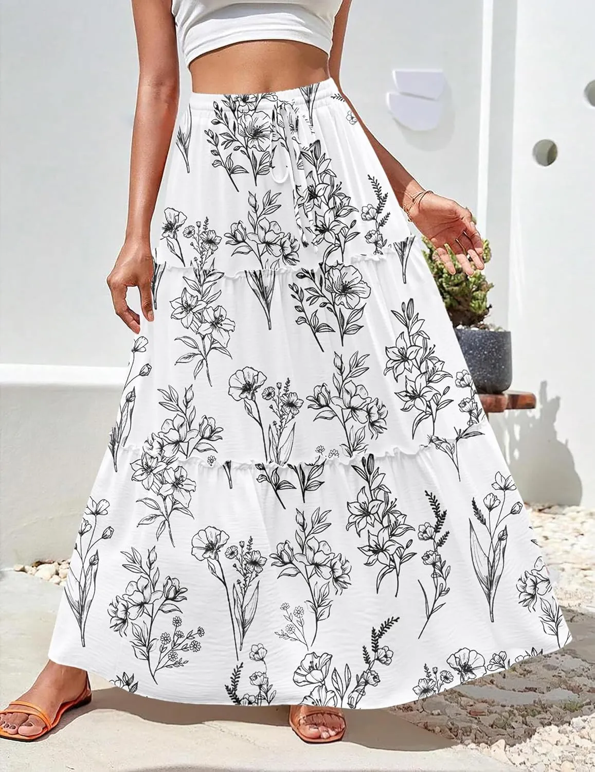 Zeagoo Womens Casual Maxi Skirts High Waist Boho Skirts