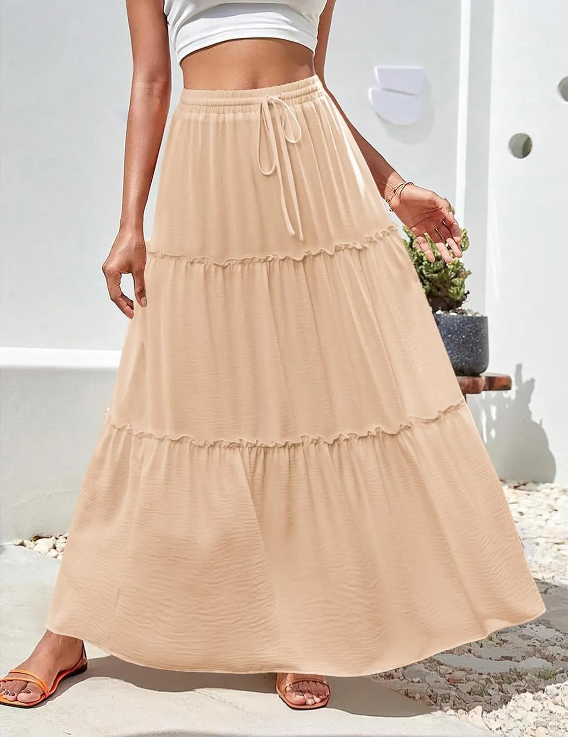 Zeagoo Womens Casual Maxi Skirts High Waist Boho Skirts