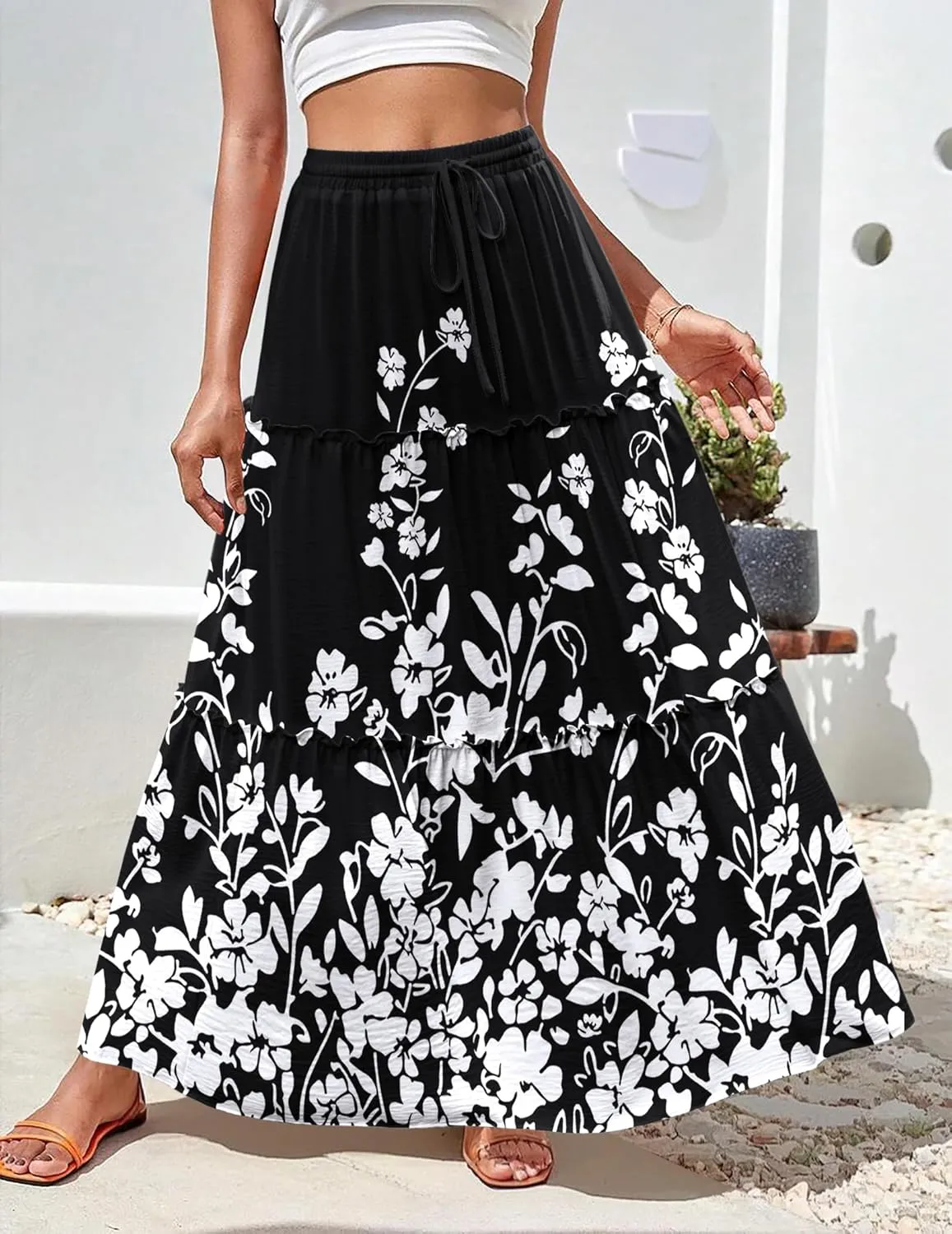 Zeagoo Womens Casual Maxi Skirts High Waist Boho Skirts