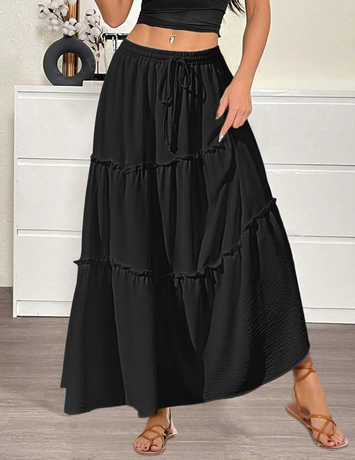 Zeagoo Womens Casual Maxi Skirts High Waist Boho Skirts