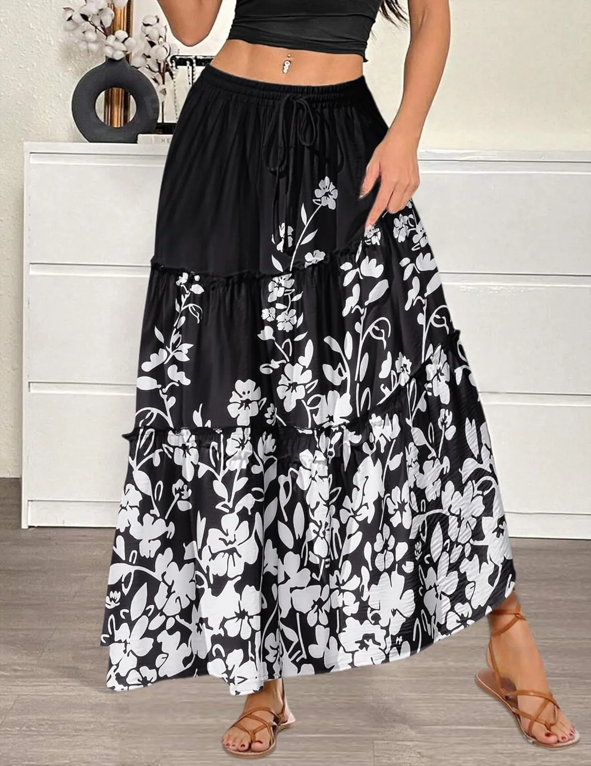 Zeagoo Womens Casual Maxi Skirts High Waist Boho Skirts