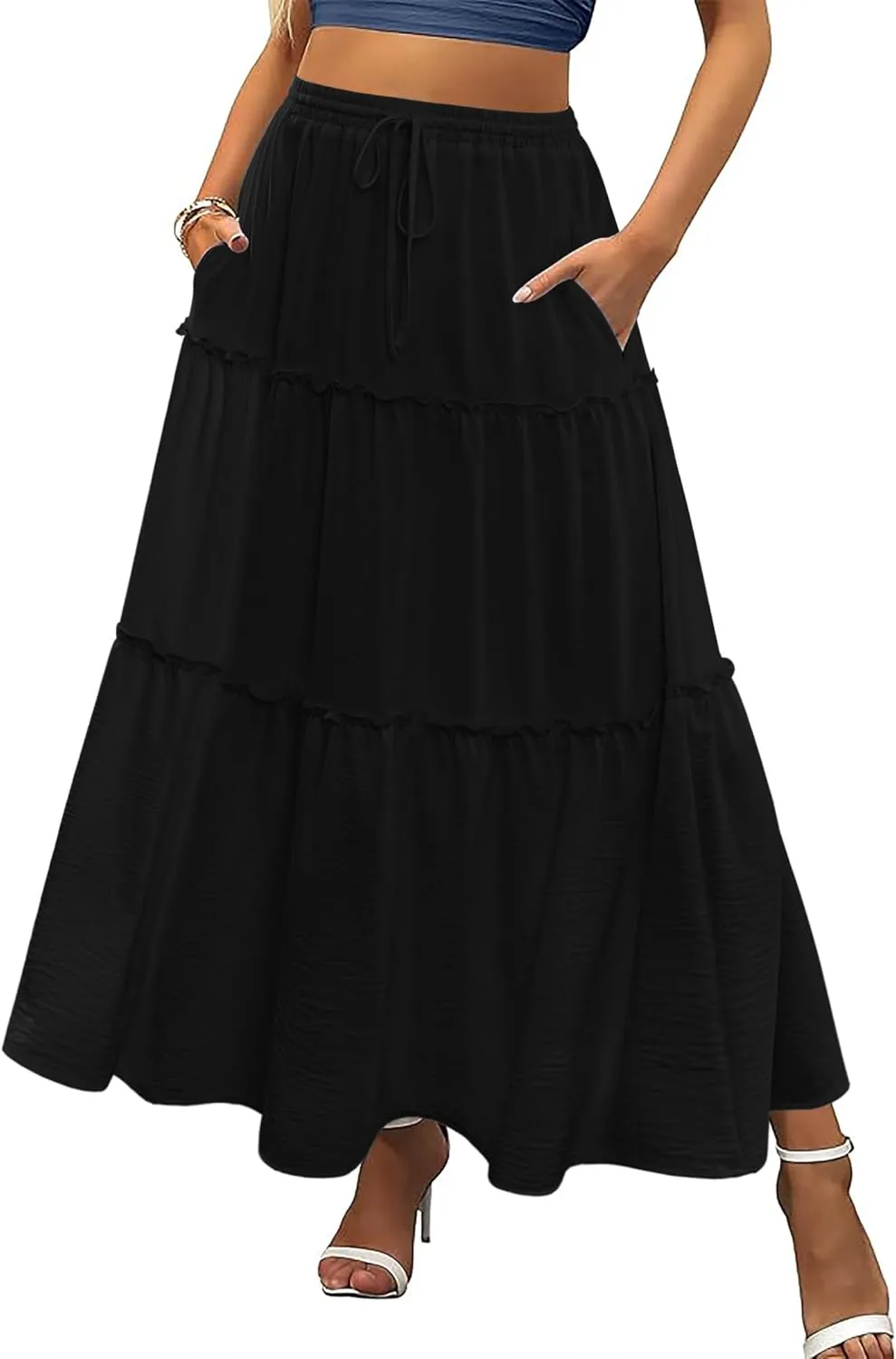 Zeagoo Womens Casual Maxi Skirts High Waist Boho Skirts