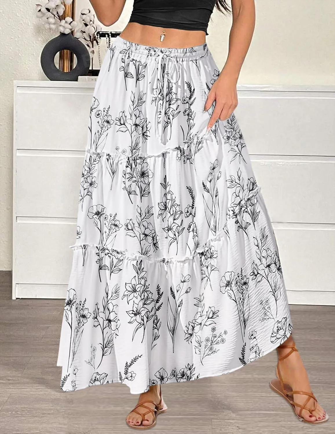 Zeagoo Womens Casual Maxi Skirts High Waist Boho Skirts